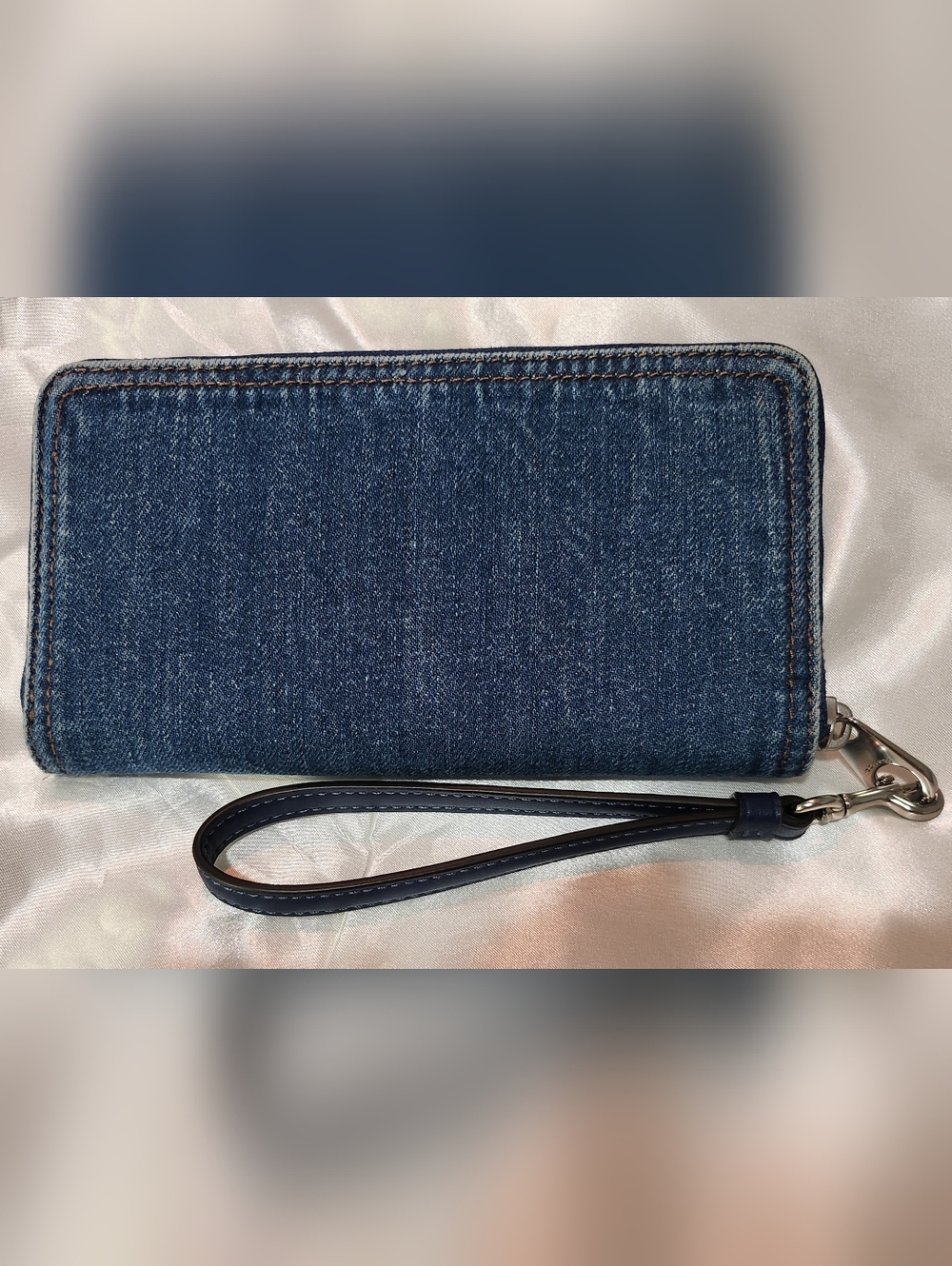 Coach Denim Zip Wallet - Medium Blue with Silver Logo - Picture 6 of 10